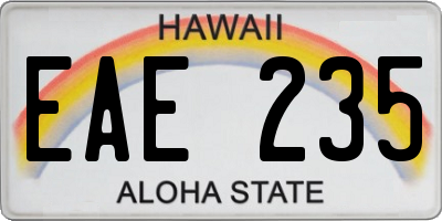 HI license plate EAE235