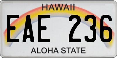 HI license plate EAE236