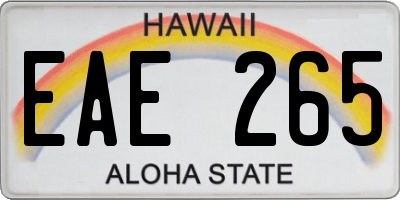 HI license plate EAE265