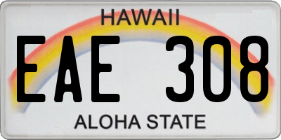 HI license plate EAE308