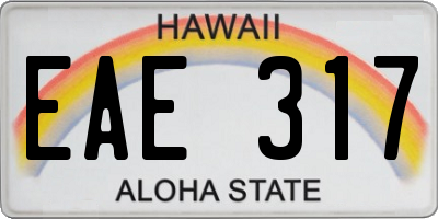 HI license plate EAE317