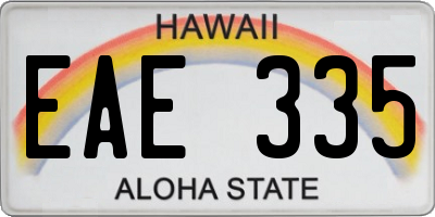 HI license plate EAE335