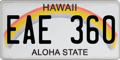 HI license plate EAE360