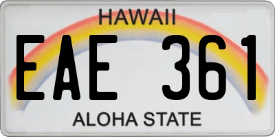 HI license plate EAE361