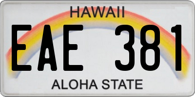 HI license plate EAE381