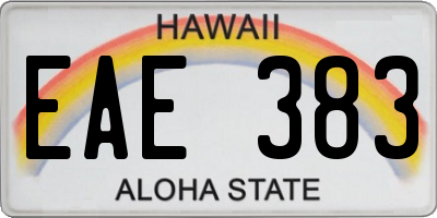 HI license plate EAE383