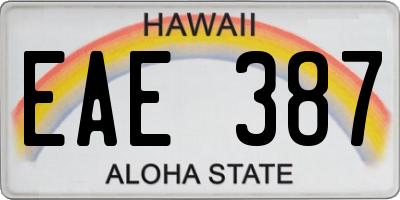 HI license plate EAE387