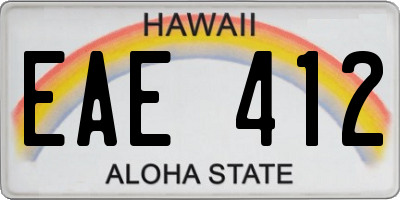 HI license plate EAE412