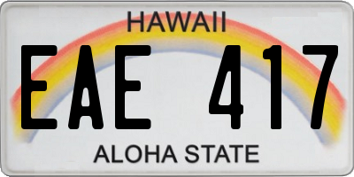 HI license plate EAE417