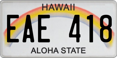 HI license plate EAE418