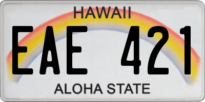 HI license plate EAE421