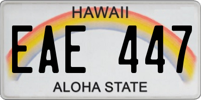 HI license plate EAE447