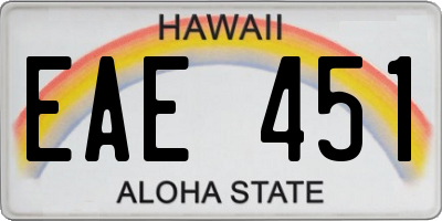 HI license plate EAE451