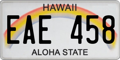 HI license plate EAE458