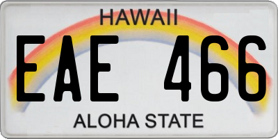 HI license plate EAE466