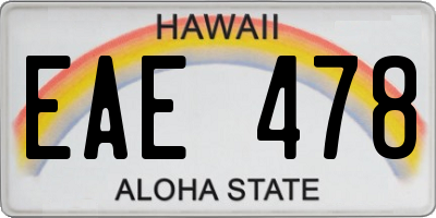 HI license plate EAE478