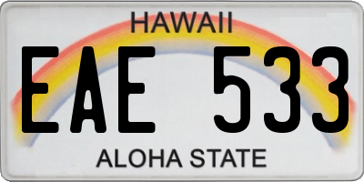 HI license plate EAE533