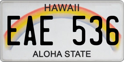 HI license plate EAE536