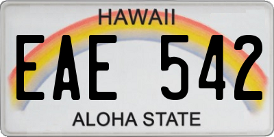 HI license plate EAE542