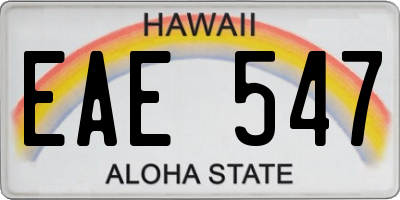 HI license plate EAE547