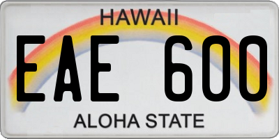HI license plate EAE600