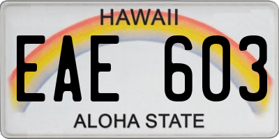 HI license plate EAE603