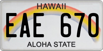 HI license plate EAE670