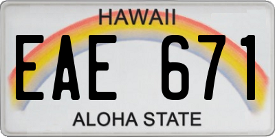 HI license plate EAE671