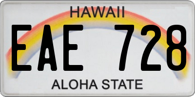 HI license plate EAE728