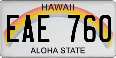 HI license plate EAE760