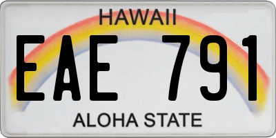 HI license plate EAE791