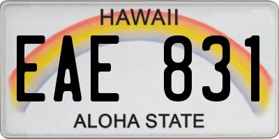 HI license plate EAE831