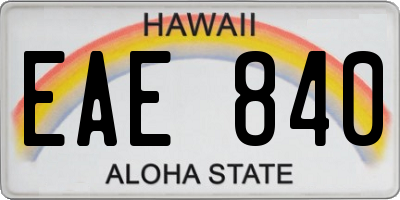 HI license plate EAE840