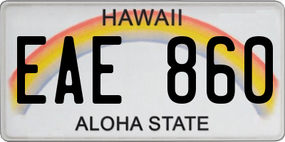 HI license plate EAE860