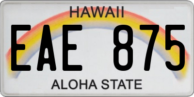 HI license plate EAE875