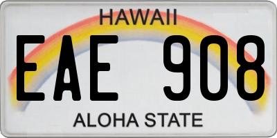 HI license plate EAE908
