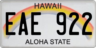 HI license plate EAE922