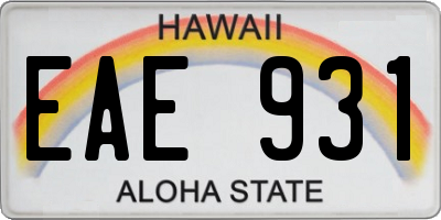 HI license plate EAE931