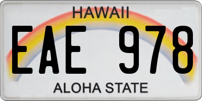 HI license plate EAE978