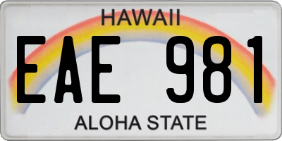 HI license plate EAE981