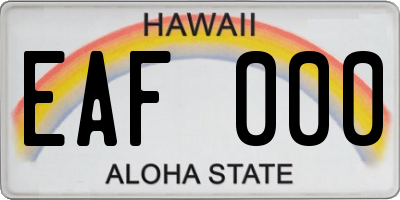HI license plate EAF000