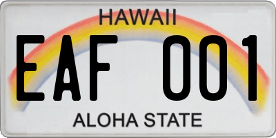 HI license plate EAF001