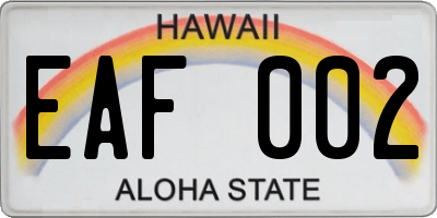 HI license plate EAF002