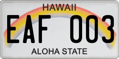 HI license plate EAF003