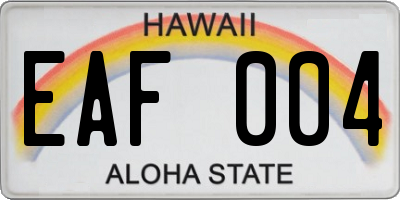 HI license plate EAF004