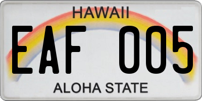 HI license plate EAF005
