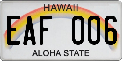 HI license plate EAF006