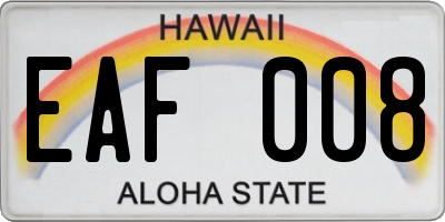 HI license plate EAF008