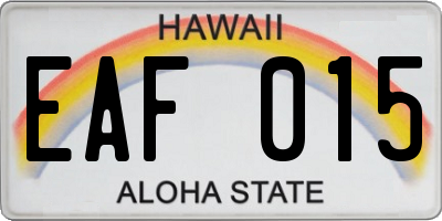 HI license plate EAF015