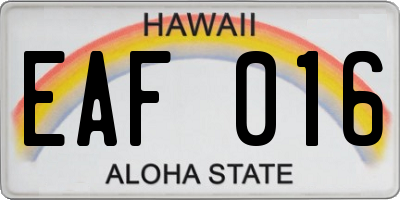 HI license plate EAF016